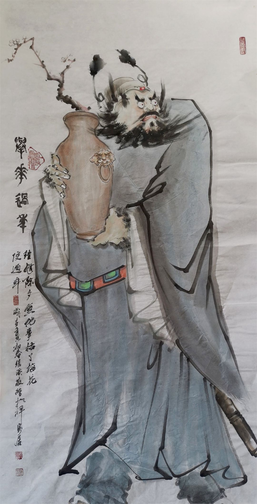 曾镇溪的钟馗主题国画作品《引福归堂》赏析