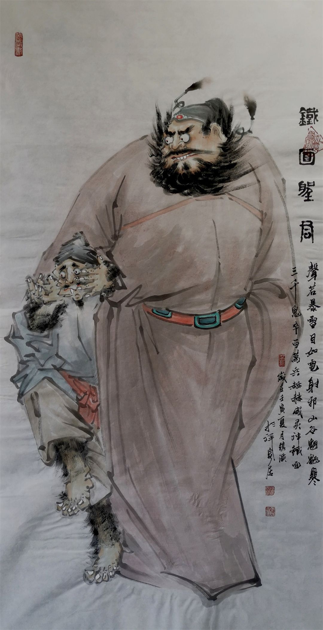 曾镇溪的钟馗主题国画作品《引福归堂》赏析